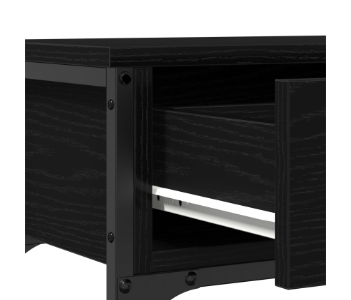 Mesa de Consola  Negro Roble 100x25x75 cm Madera Ingenierizada y Acero