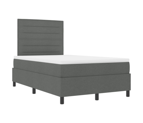 Cama con Box Spring  con Colchón Gris Oscuro 120x200 cm Tela
