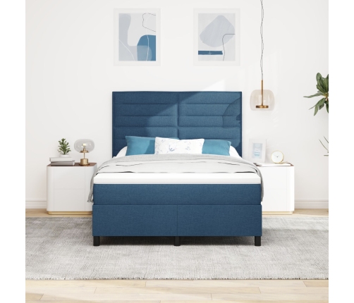 Cama con Base de Resortes  Azul 160x200 cm Tela