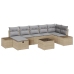 Set de Sofá de Jardín  de 8 Piezas con Cojines Beige Poliratán