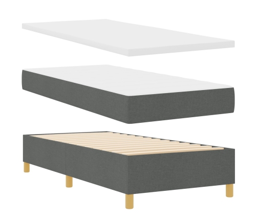 Cama con somier  y colchón Gris Oscuro 90x200 cm Tela