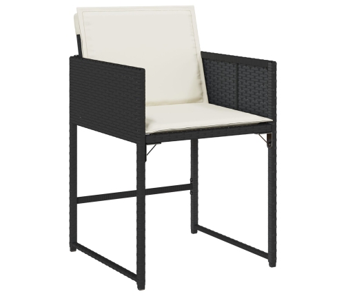 Set de Comedor de Jardín de 5 Piezas con Cojines de Rattan Poliéster Negro