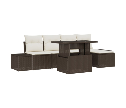 Conjunto de Sofá de Jardín  Set de 6 Marrón Ratán