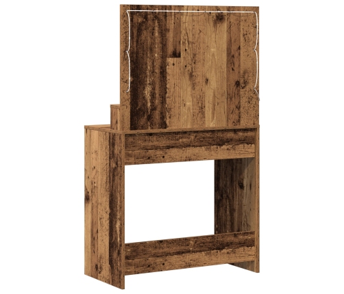 Mesita de Tocador  con Luces LED de Madera Vieja 79x41x135 cm