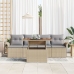 Conjunto de Sofás de Jardín  de 5 Piezas con Cojines Beige de Ratán Sintético