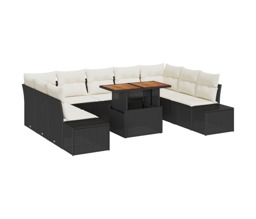 Conjunto de Sofá de Jardín  Set de 10 Crema y Negro