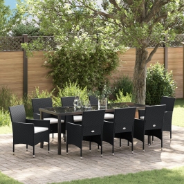 Juego de Comedor de Jardín de 9 Piezas  Negro Poliratán