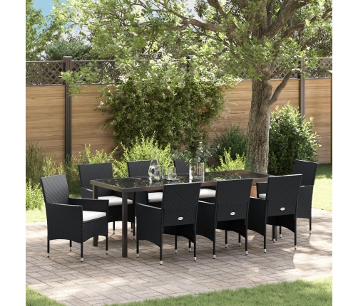 Juego de Comedor de Jardín de 9 Piezas  Negro Poliratán