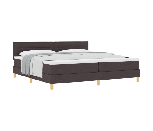 Cama con Box Spring  con Colchón Marrón Oscuro 200x200 cm Tela