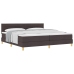 Cama con Box Spring  con Colchón Marrón Oscuro 200x200 cm Tela