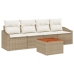 Conjunto de Sofás de 5 Piezas con Cojines Beige Poliratán Acacia