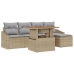 Set de 6 Piezas de Comedor de Jardín con Cojines Beige de Poliratán