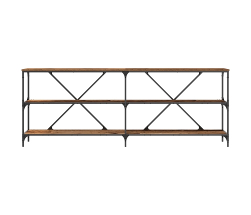 mesa consola  de madera vieja 200x30x75 cm en madera compuesta y acero
