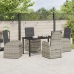 Conjunto de Comedor de Jardín de 5 Piezas con Cojines de Poliratán Gris