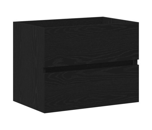 Gabinete de Lavabo  con Jofaina Integrada Roble Negro Madera Engineered, Gabinete de Lavabo  Roble Negro 60x38,5x45 cm Madera Engineered