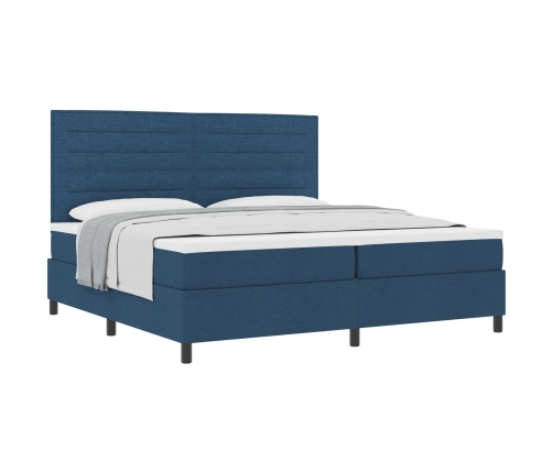 Cama de Base de Muelles  con Colchón Azul 200x200 cm Tela