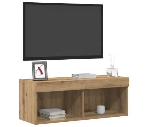 Gabinetes para TV de  con luces LED 2 piezas en roble artesanal 80x30x30 cm
