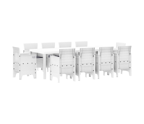 Conjunto de Comedor de Jardín  de 11 Piezas con Cojines Blanco Poliratán
