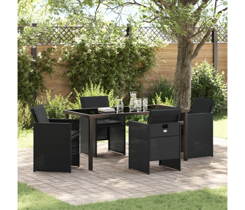 Conjunto de comedor de jardín de 5 piezas con cojines Ratán negro