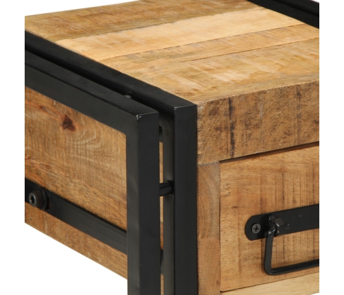 Mesa Auxiliar  con Cajón Negra 30x30x40 cm de Madera Maciza de Mango