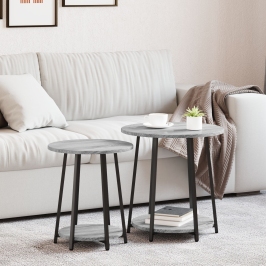 Mesa Lateral  2 pcs Gris Sonoma de Madera y Metal
