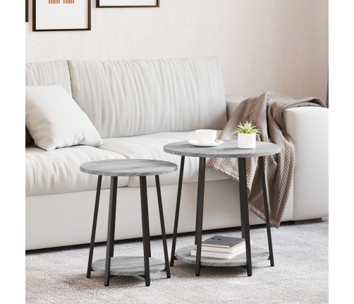 Mesa Lateral  2 pcs Gris Sonoma de Madera y Metal
