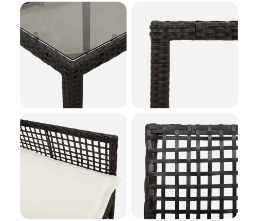 Juego de Comedor de Jardín de 7 Piezas con Cojines en Ratan Sintético Negro