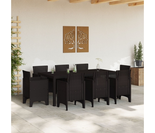 Juego de Comedor de Jardín de 9 Piezas Marrón Polipropileno