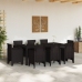 Juego de Comedor de Jardín de 9 Piezas Marrón Polipropileno