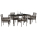 Conjunto de comedor de jardín de 5 piezas  con cojines de ratán sintético marrón