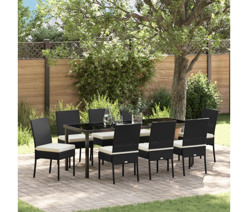 Set de Comedor de Jardín  de 9 Piezas Negro Poliratán