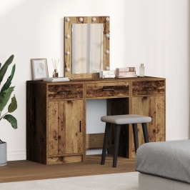 Set de tocador de 3 piezas  con LED de madera envejecida