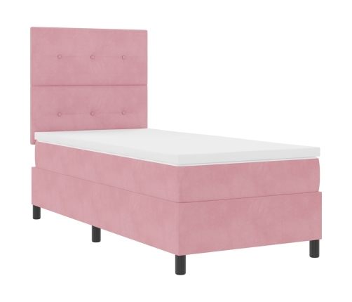 Cama con somier y colchón  Rosa 100x200 cm Terciopelo