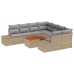 Conjunto de Sofá de Jardín de 9 Piezas con Cojines Beige Ratán Poliéster Acacia