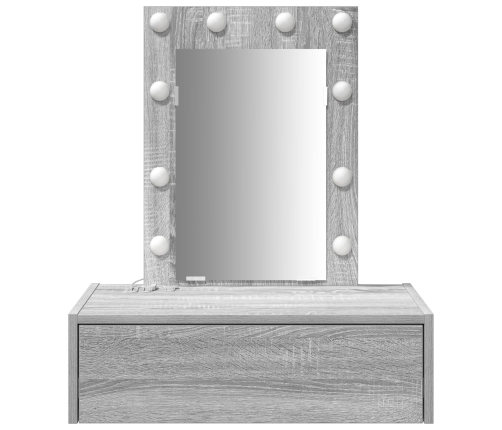 Mesa de tocador colgante  con luces LED Gris Sonoma