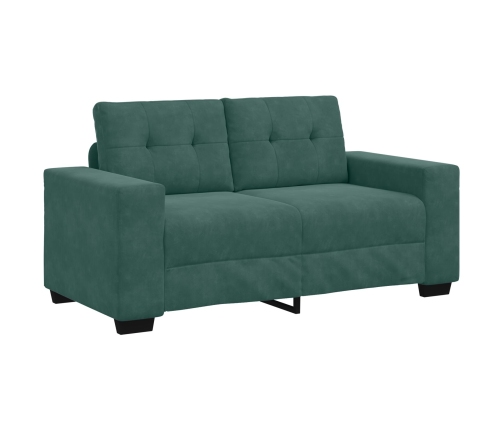 Set de Sofá de 3 Piezas con Cojines en Terciopelo Verde Oscuro