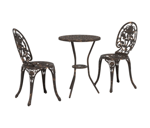 Set de Bistro de Jardín de 3 Piezas  Bronce de Aluminio Fundido