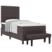 Cama con Estructura de Caja  con Colchón y Banco Marrón Oscuro 100x200 cm Tela