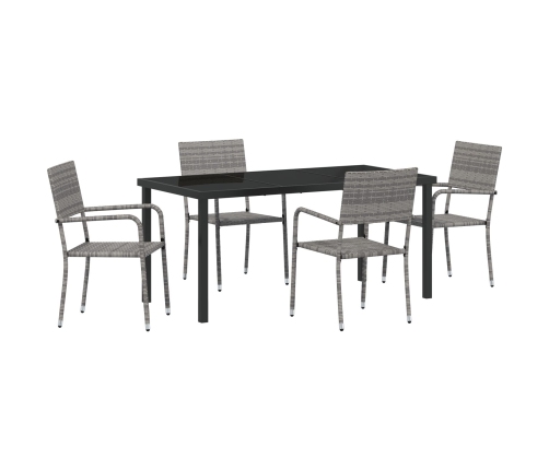 Juego de Comedor de 5 Piezas  para Jardín Poliratán Gris