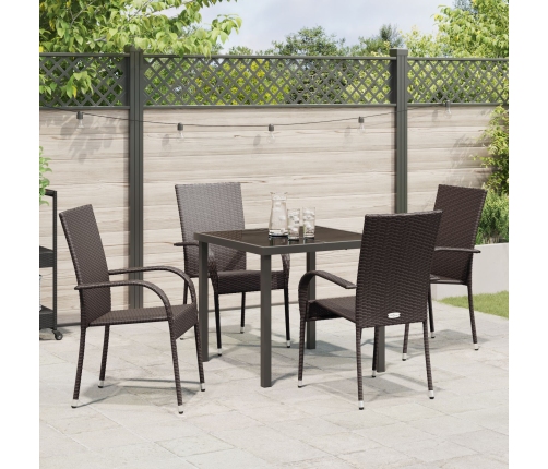 Conjunto de Comedor de Jardín de 5 Piezas Marrón Poliratán