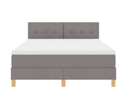 Cama Base con Colchón Taupe 160x200 cm Tela