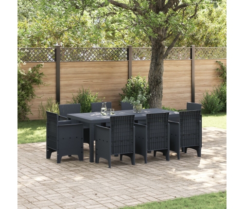 Conjunto de Comedor de Jardín de 9 Piezas Antracita Polipropileno
