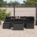Conjunto de Comedor de Jardín de 7 Piezas con Cojines Negro Polirratán Acacia