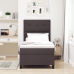 Cama con Somier y Colchón Marrón Oscuro 90x200 cm de Tela