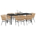 Set de Comedor de Jardín de 7 Piezas  con Cojines Marrón Ratán Polimérico