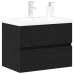 Gabinete de Lavabo  con Jofaina Integrada Roble Negro Madera Engineered, Gabinete de Lavabo  Roble Negro 60x38,5x45 cm Madera Engineered
