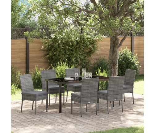 Conjunto de Comedor de Jardín de 7 Piezas  Gris Poliratán