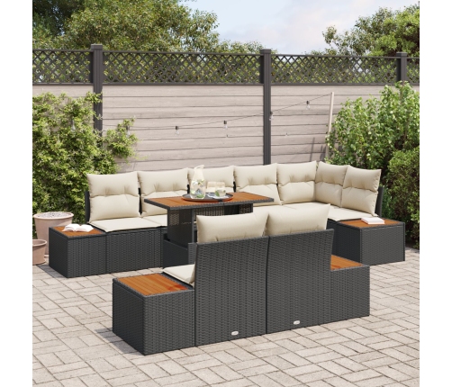 Conjunto de Sofás de Jardín  Conjunto de 9 Beige Ratán, Tela, Metal