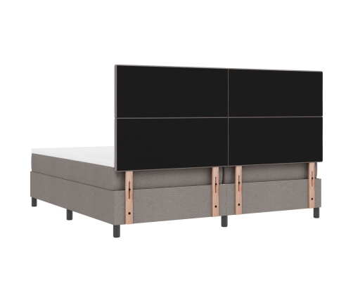 Cama con somier y colchón y LED Taupe 200x200 cm Tela