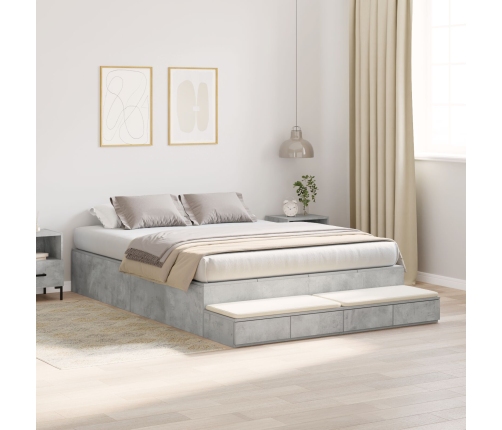 Cama con almacenamiento  gris concreto 150x200 cm